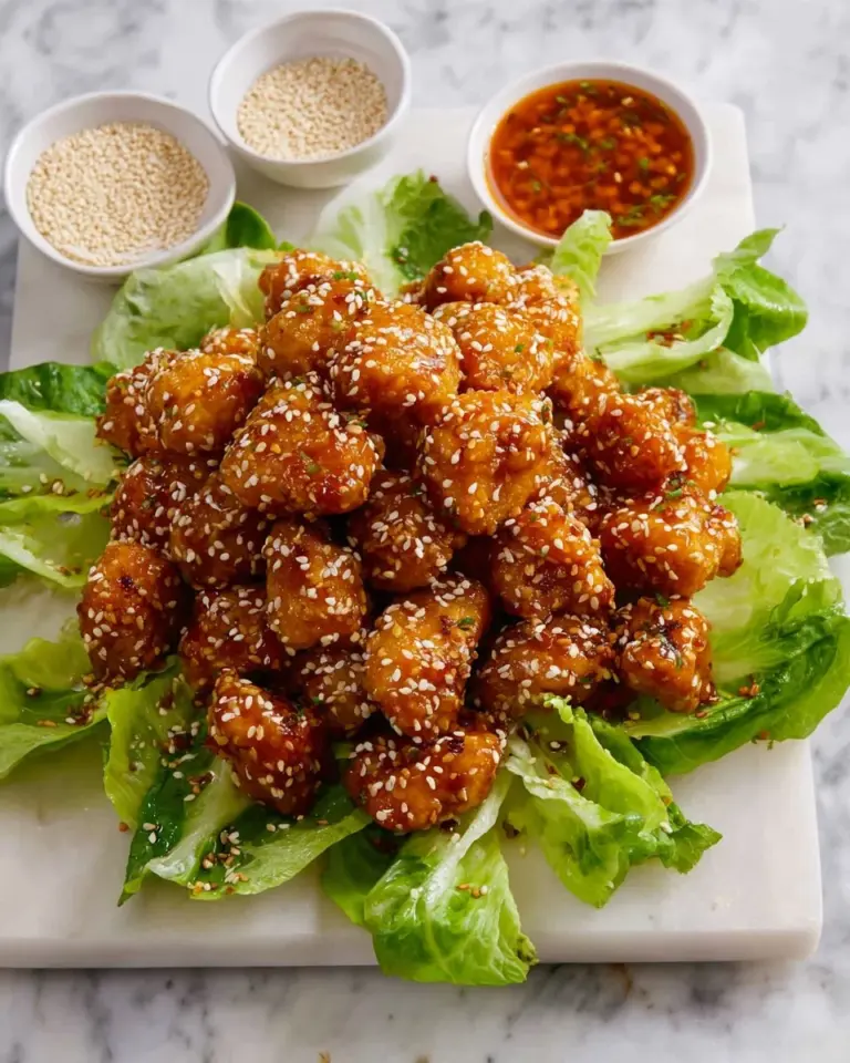 Orange sesame glazed cauliflower wings in a bowl, garnished and ready to eat.