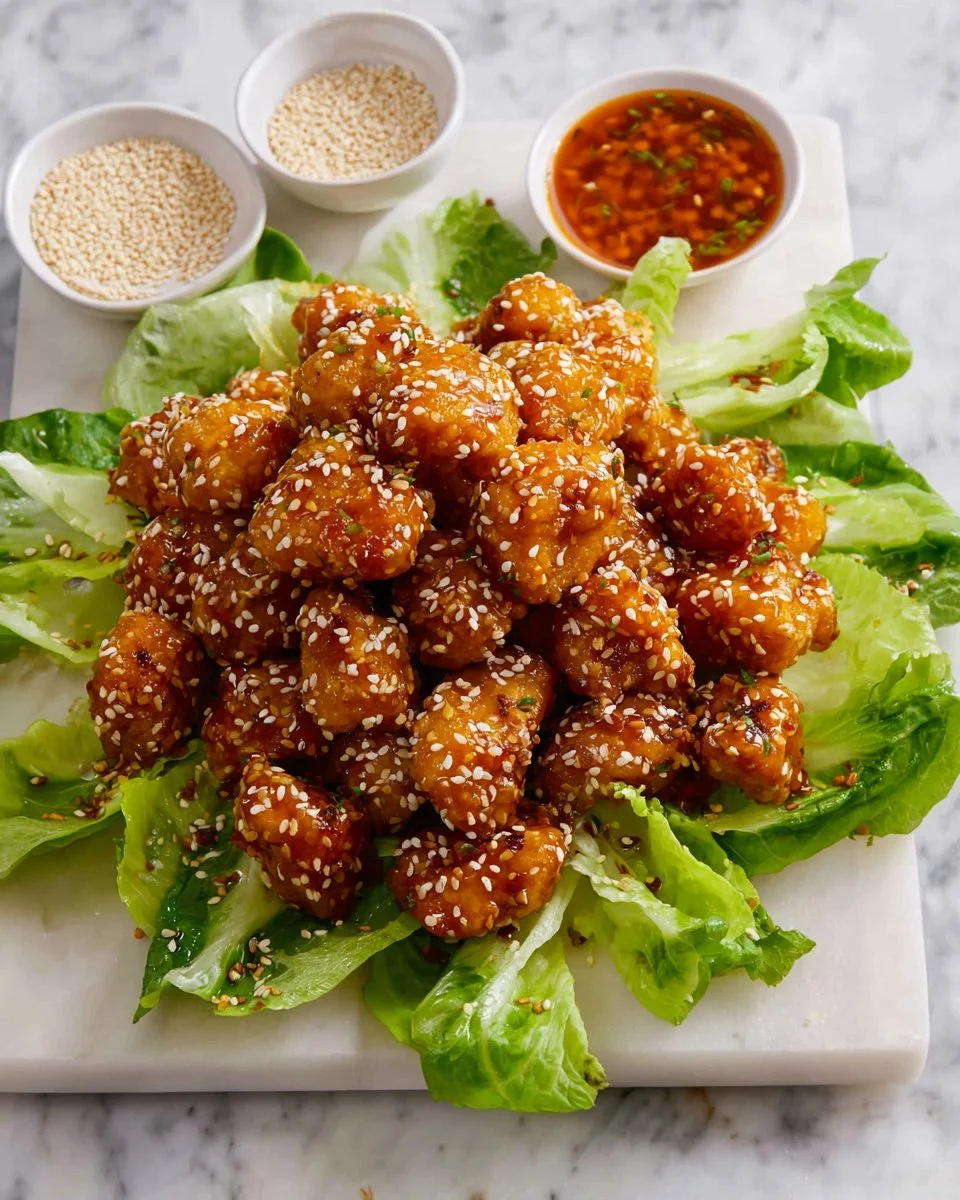 Orange sesame glazed cauliflower wings in a bowl, garnished and ready to eat.