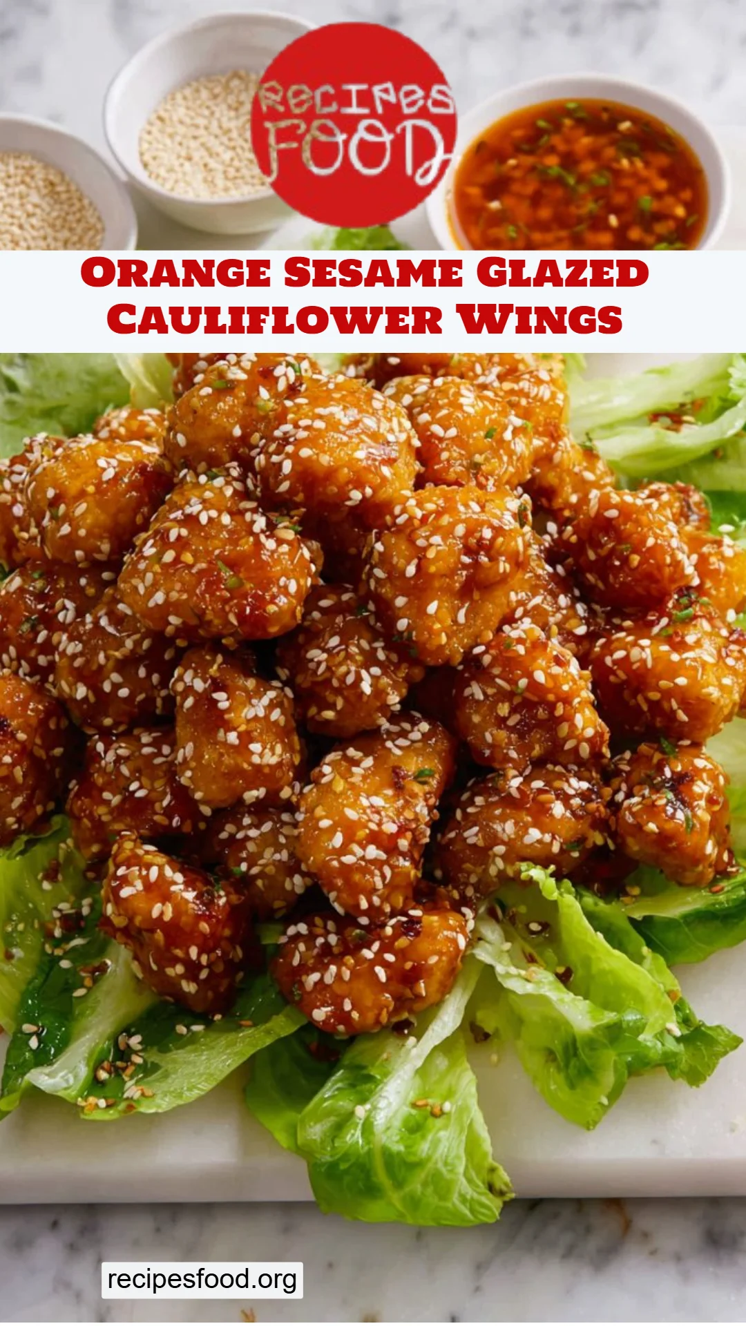 Orange Sesame Glazed Cauliflower Wings