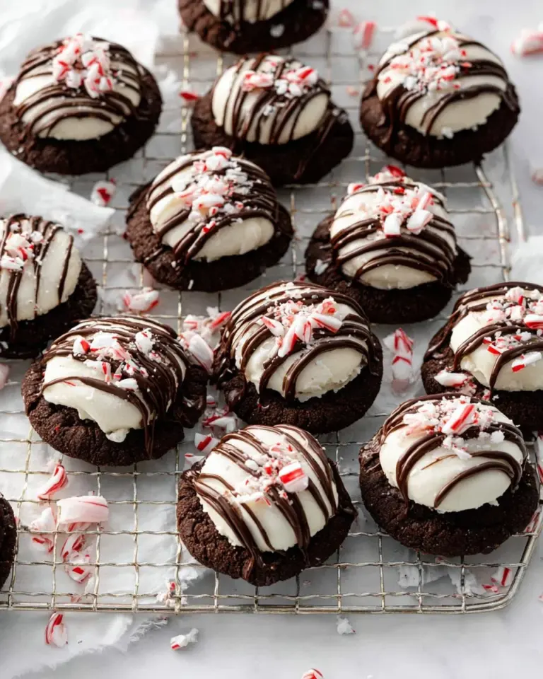Delicious peppermint hot chocolate cookies on a festive plate