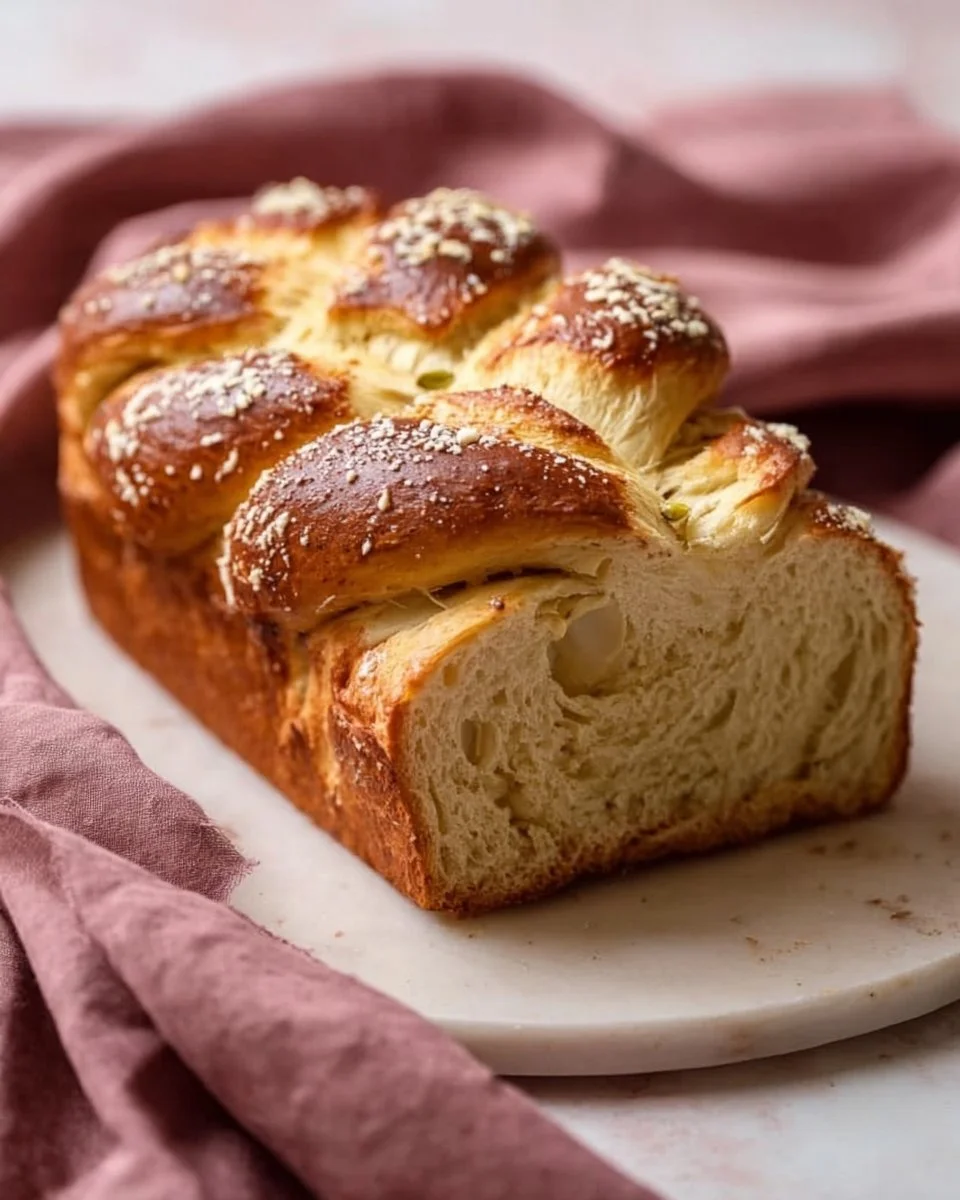 Freshly baked Scandinavian cardamom bread, topped with sugar and spices