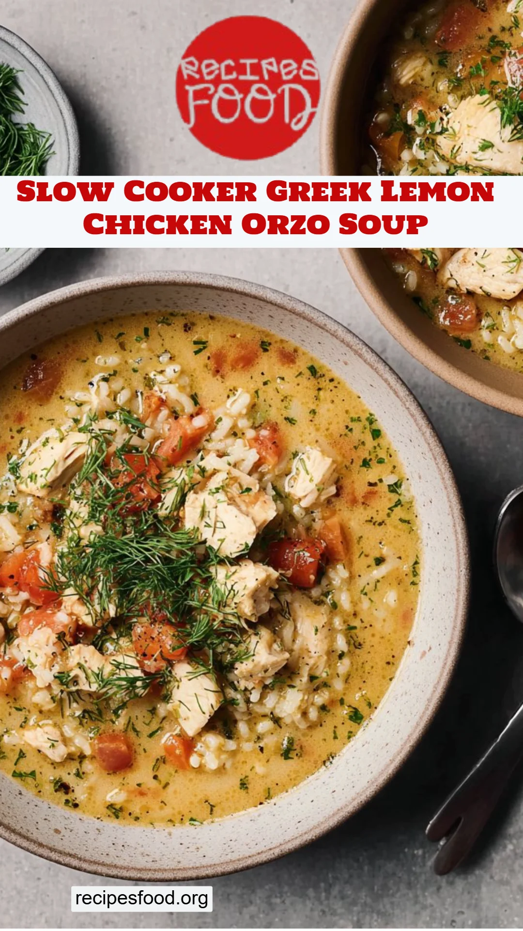 Slow Cooker Greek Lemon Chicken Orzo Soup