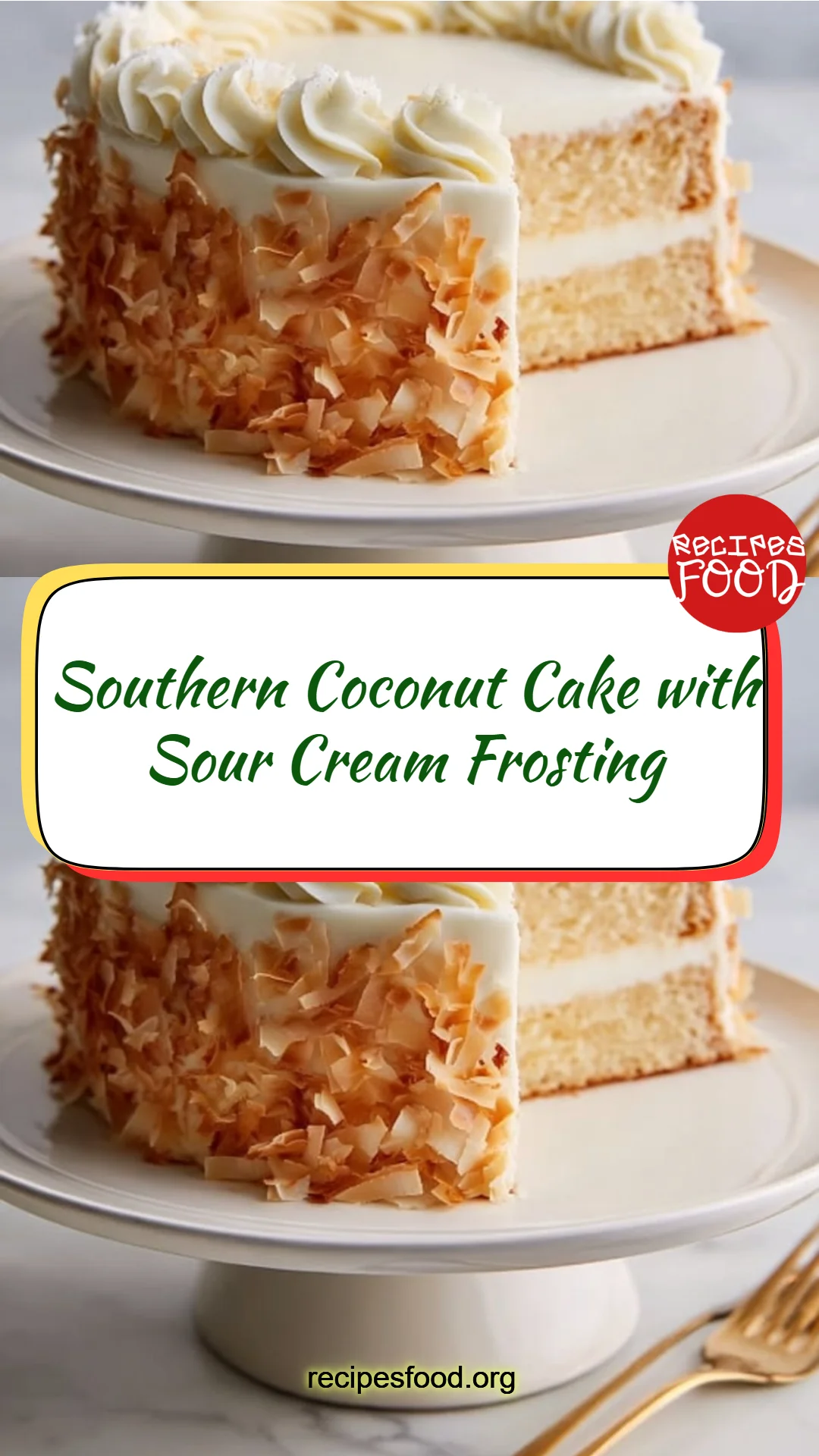 Southern Coconut Cake with Sour Cream Frosting