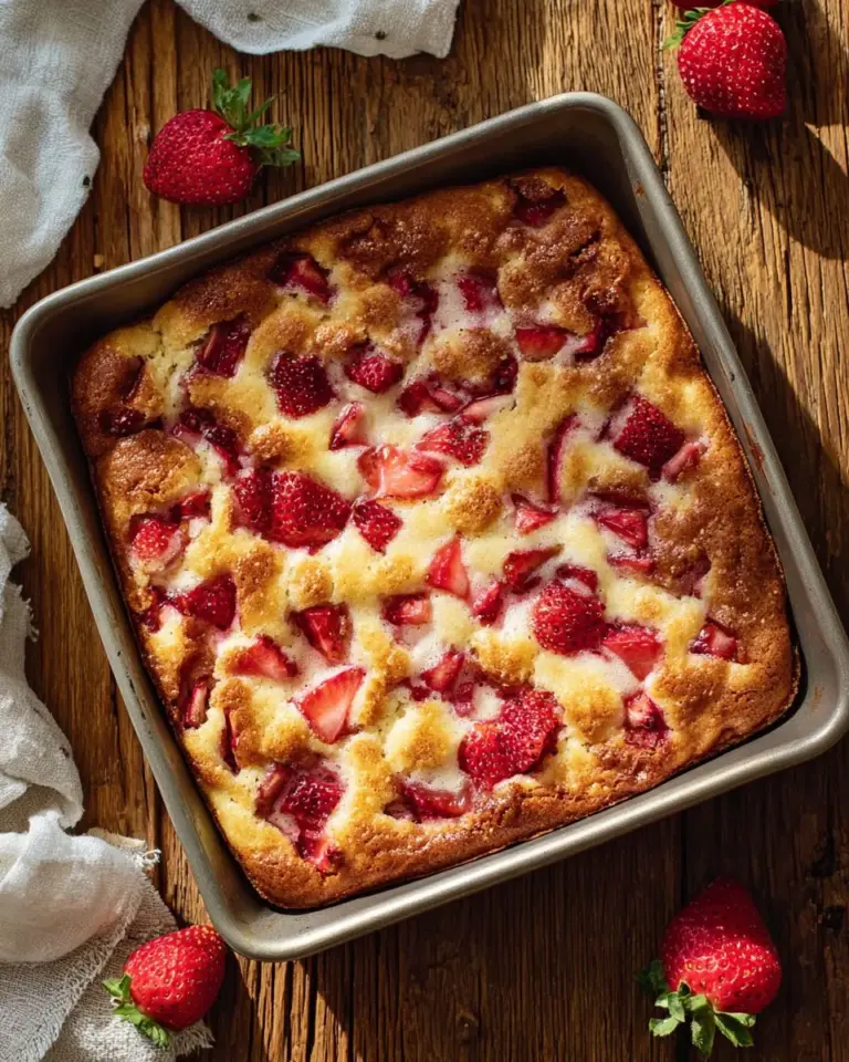 Freshly baked Strawberry Butter Swim Biscuits on a plate with strawberries.