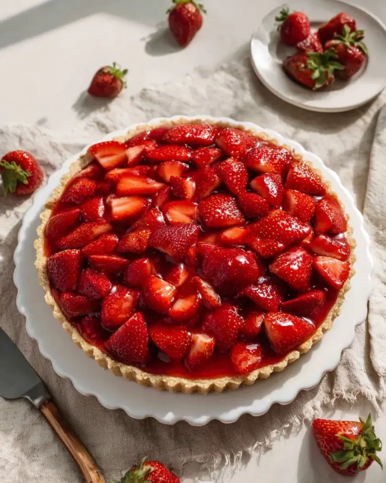 Delicious Strawberry Cream Cheese Pie topped with fresh strawberries and whipped cream