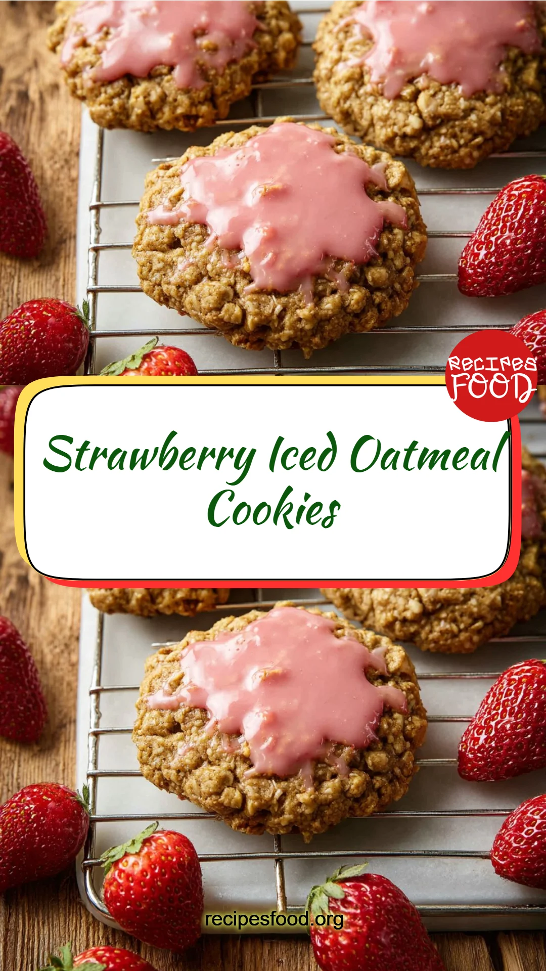 Strawberry Iced Oatmeal Cookies