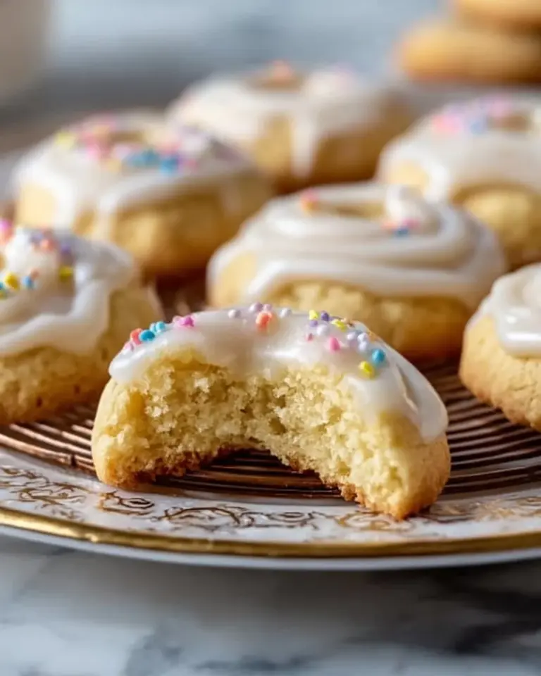 Delicious thumbprint cookies with colorful icing on top.