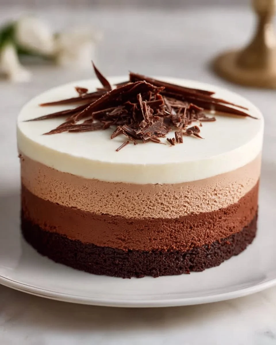 Triple Layer Chocolate Mousse Cake