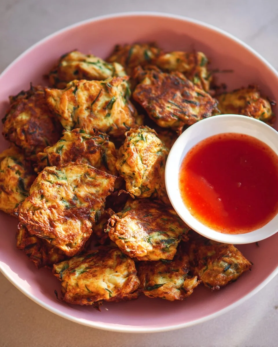 Delicious veggie ricotta fritters served on a plate, garnished with herbs.