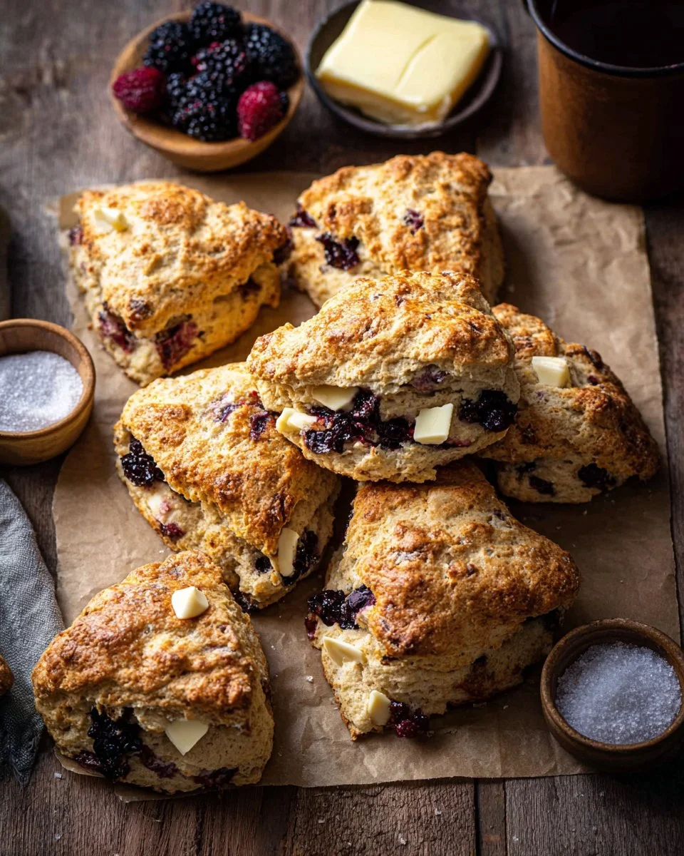 White Chocolate Blackberry Scones