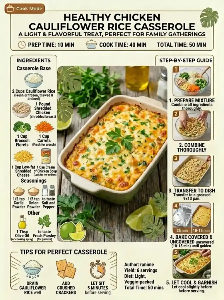 Healthy Chicken Cauliflower Rice Casserole