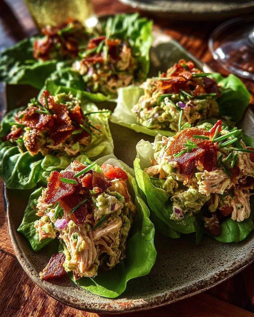 Fresh Light BLT Chicken Salad Lettuce Wraps