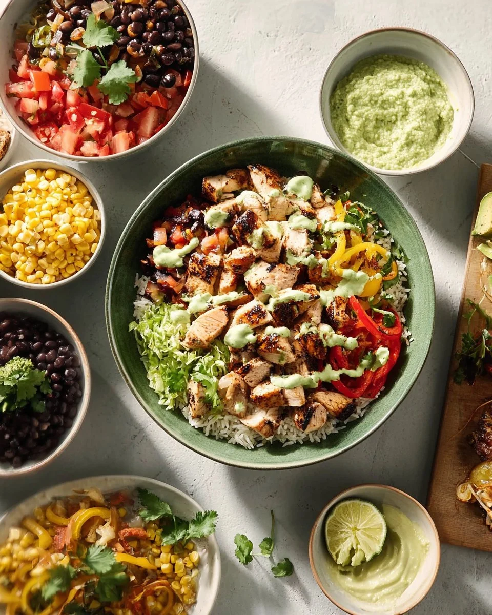 Healthy Chicken and Cauliflower Rice Bowls served in a bowl.