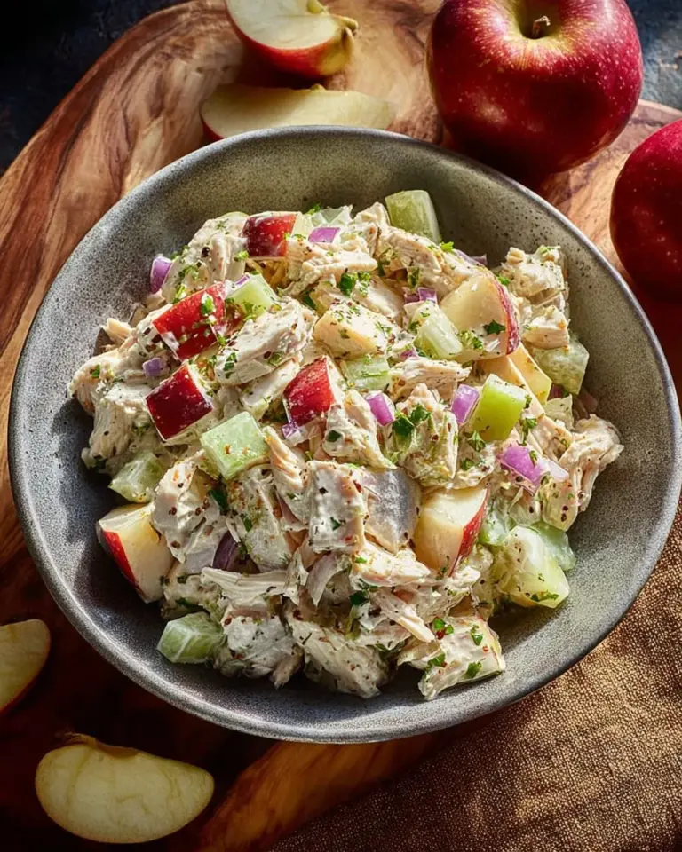 Delicious Chicken Salad with Apples served in a bowl