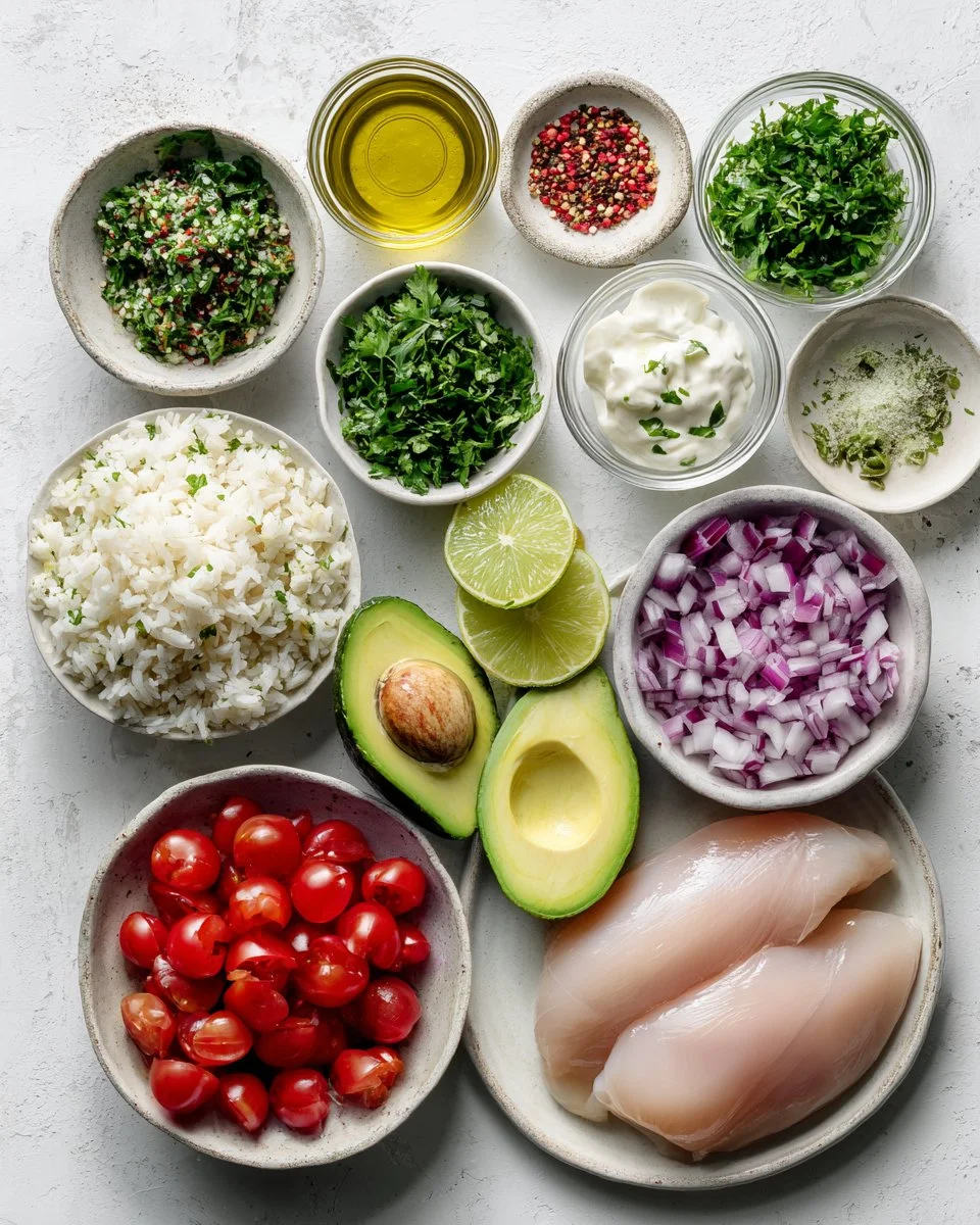 Chimichurri Chicken Bowls with Garlic Sauce