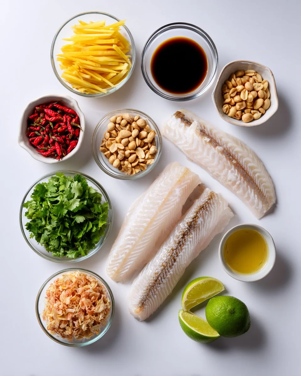 Crispy Fluffy Fish with Green Mango Salad