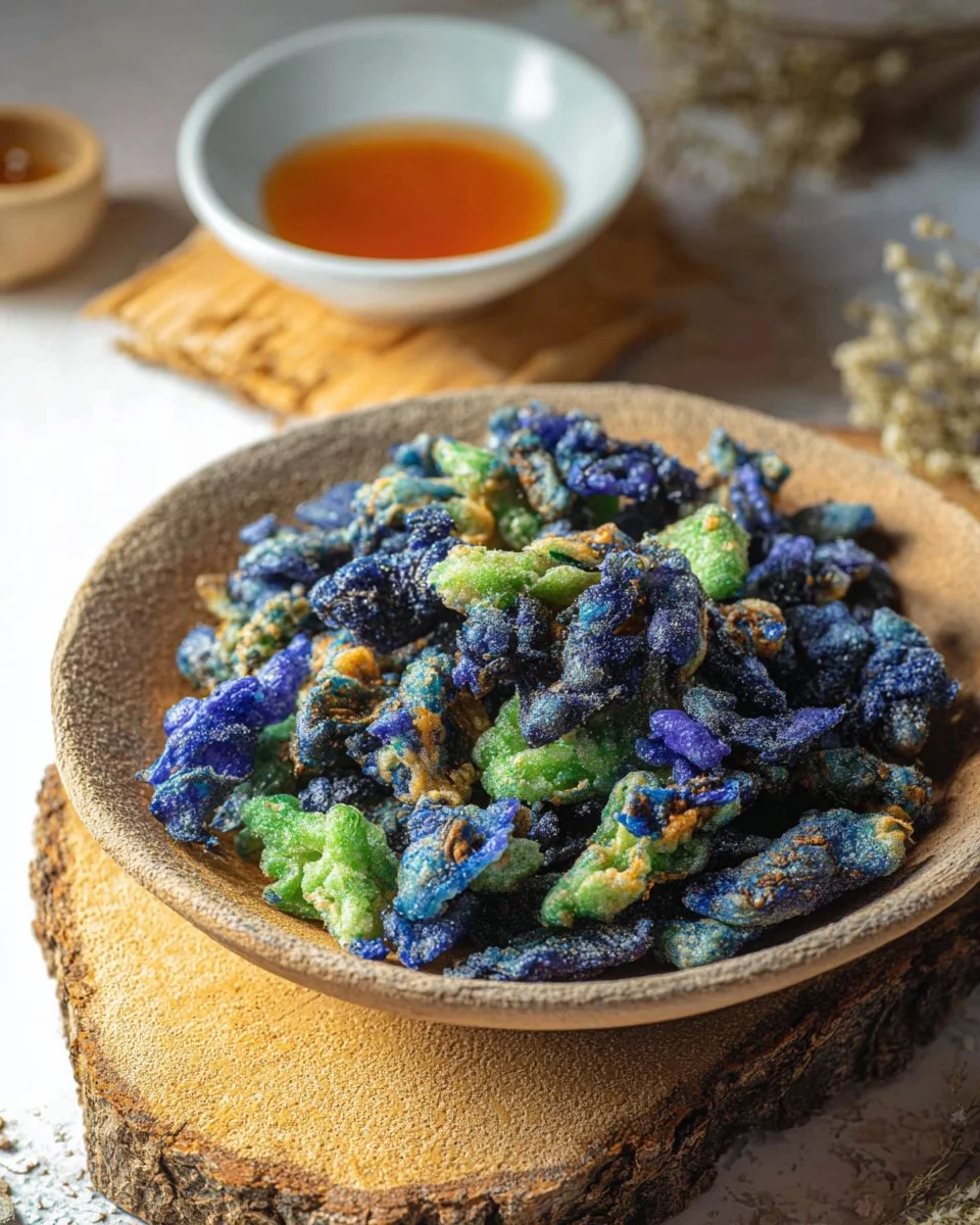 Crispy Fried Butterfly Pea Flowers