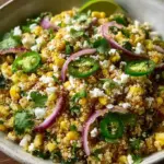 Vibrant Dairy-Free Mexican Street Corn Quinoa Salad in a bowl