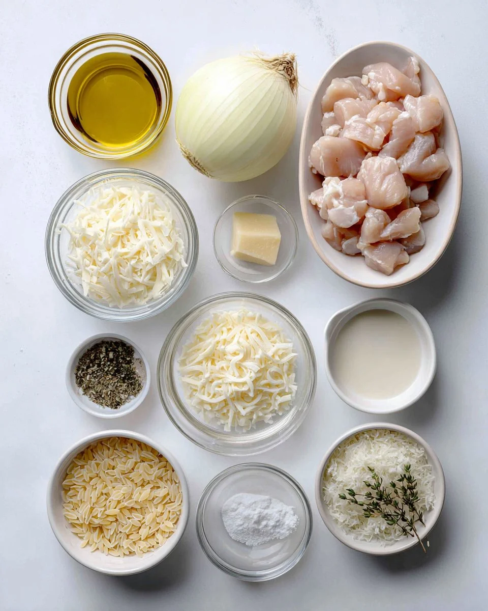 Creamy French Onion Chicken Orzo Casserole