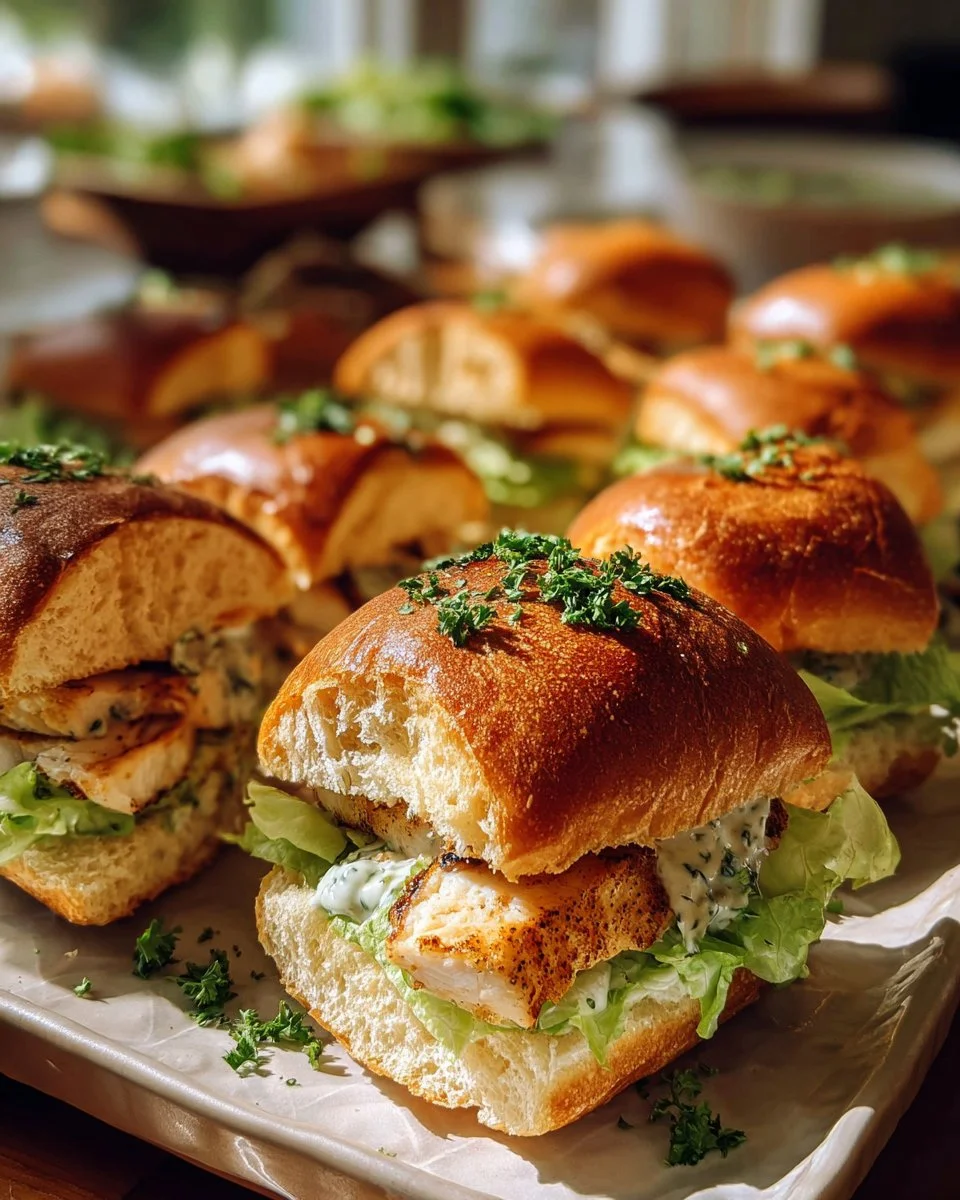 Delicious Garlic Butter Chicken Caesar Sandwich on a plate with fresh ingredients.