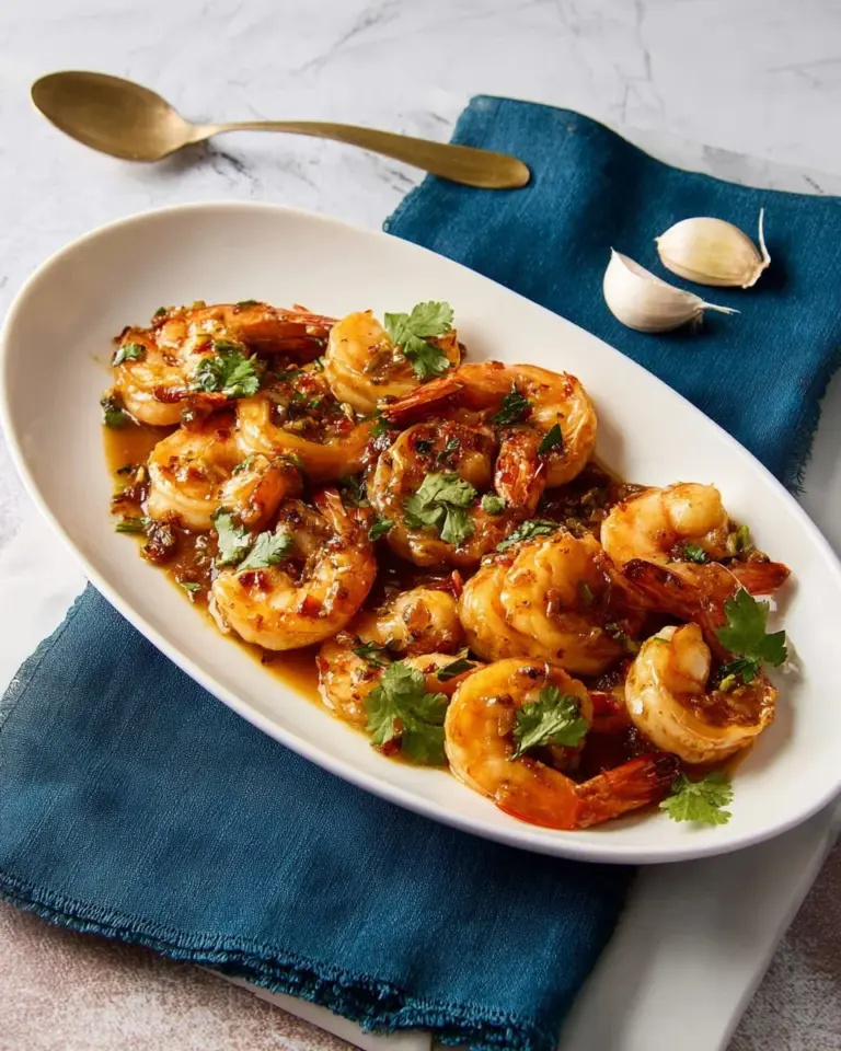 Delicious garlic shrimp dish inspired by Grandma's recipe.
