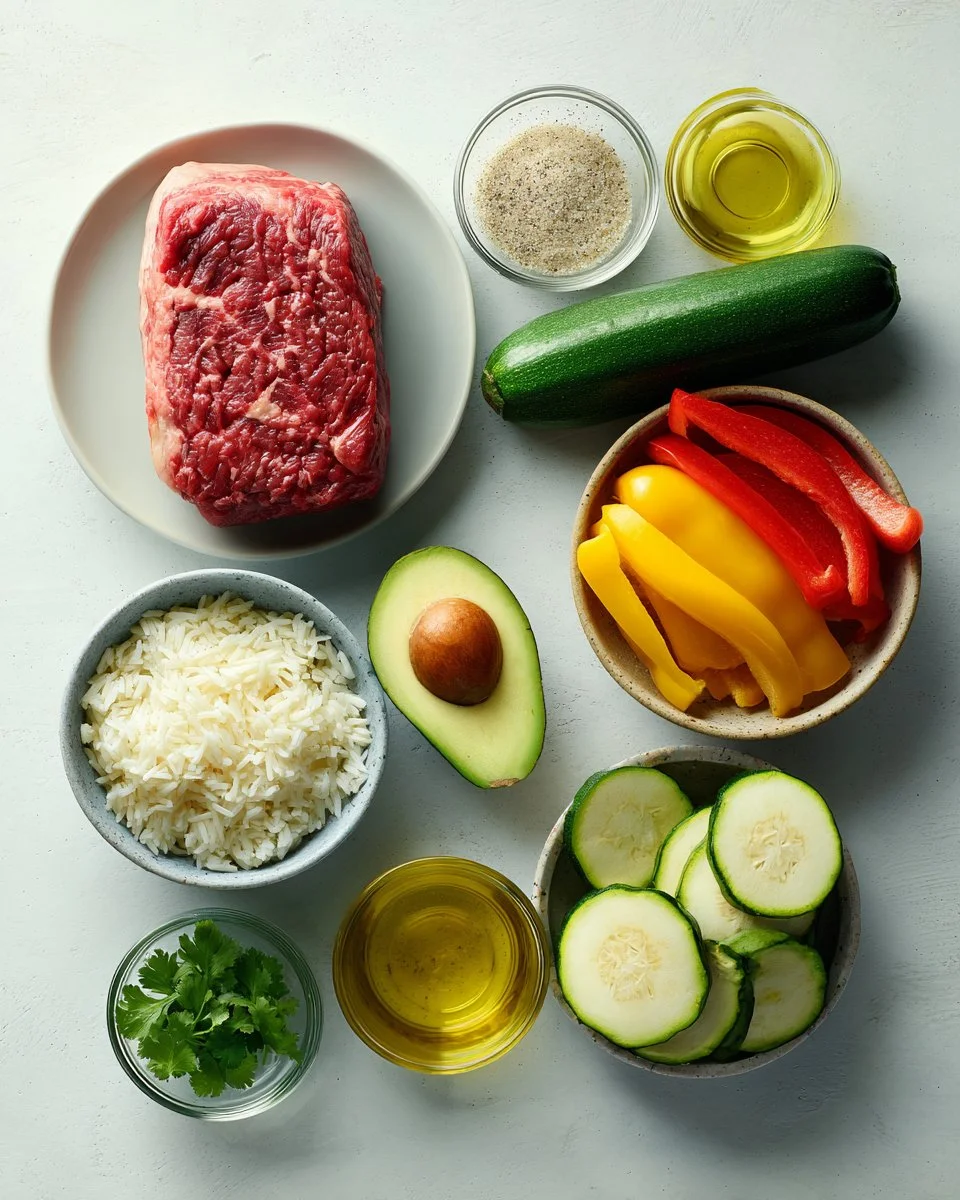 Grilled Steak Bowl with Zucchini