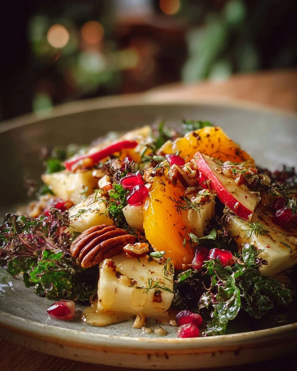Harvest salad with vibrant vegetables and lemon thyme dressing
