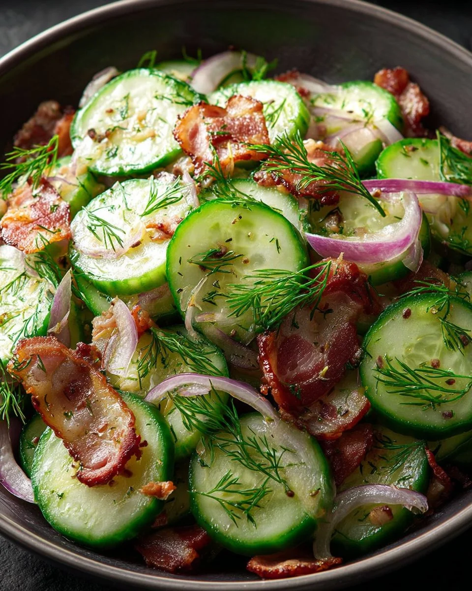 Healthy Cucumber Salad with Bacon
