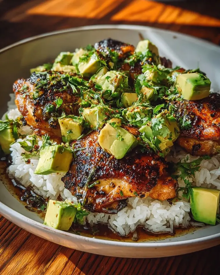 Honey Lime Chicken served with avocado rice for a fresh and tasty meal