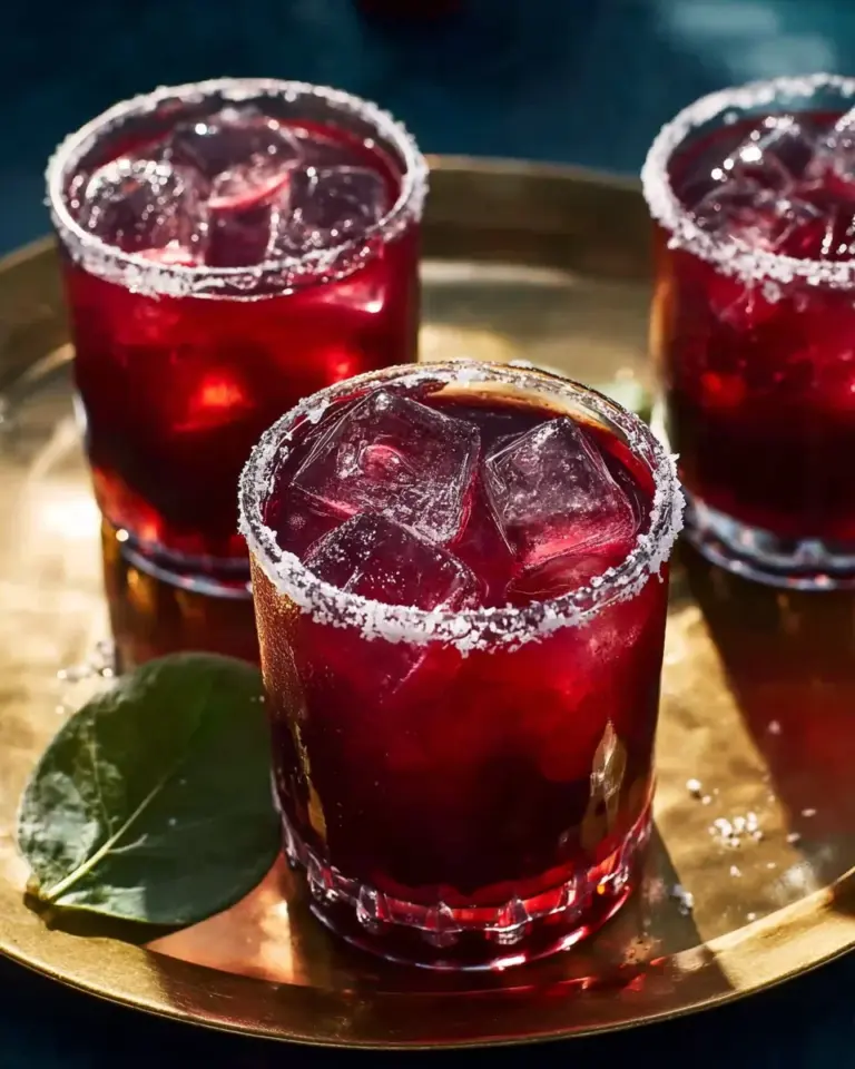 A refreshing glass of Jamaican Sorrel Drink garnished with mint and lime.