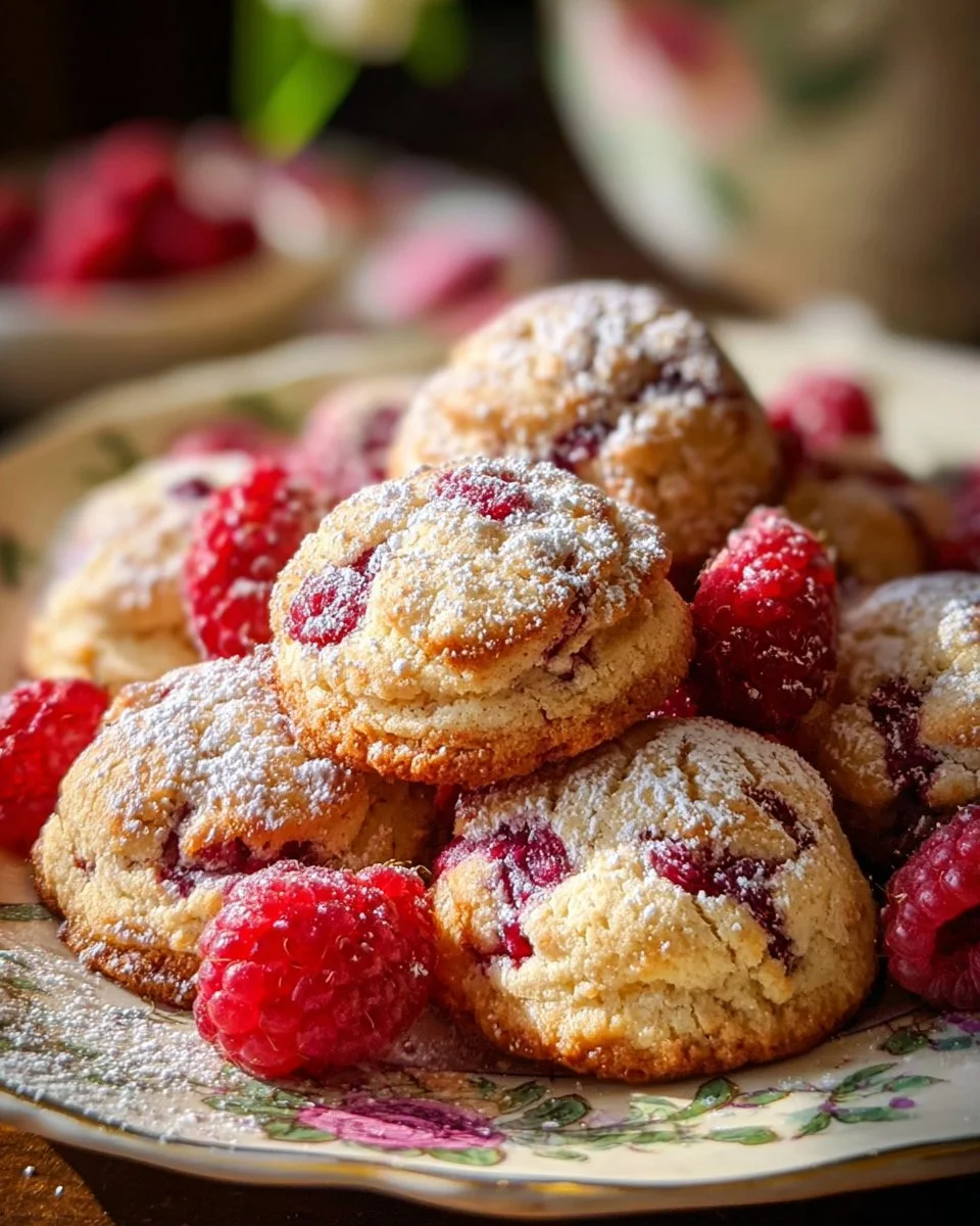 Freshly baked Lemon Raspberry Cookies with a sweet and tangy flavor.