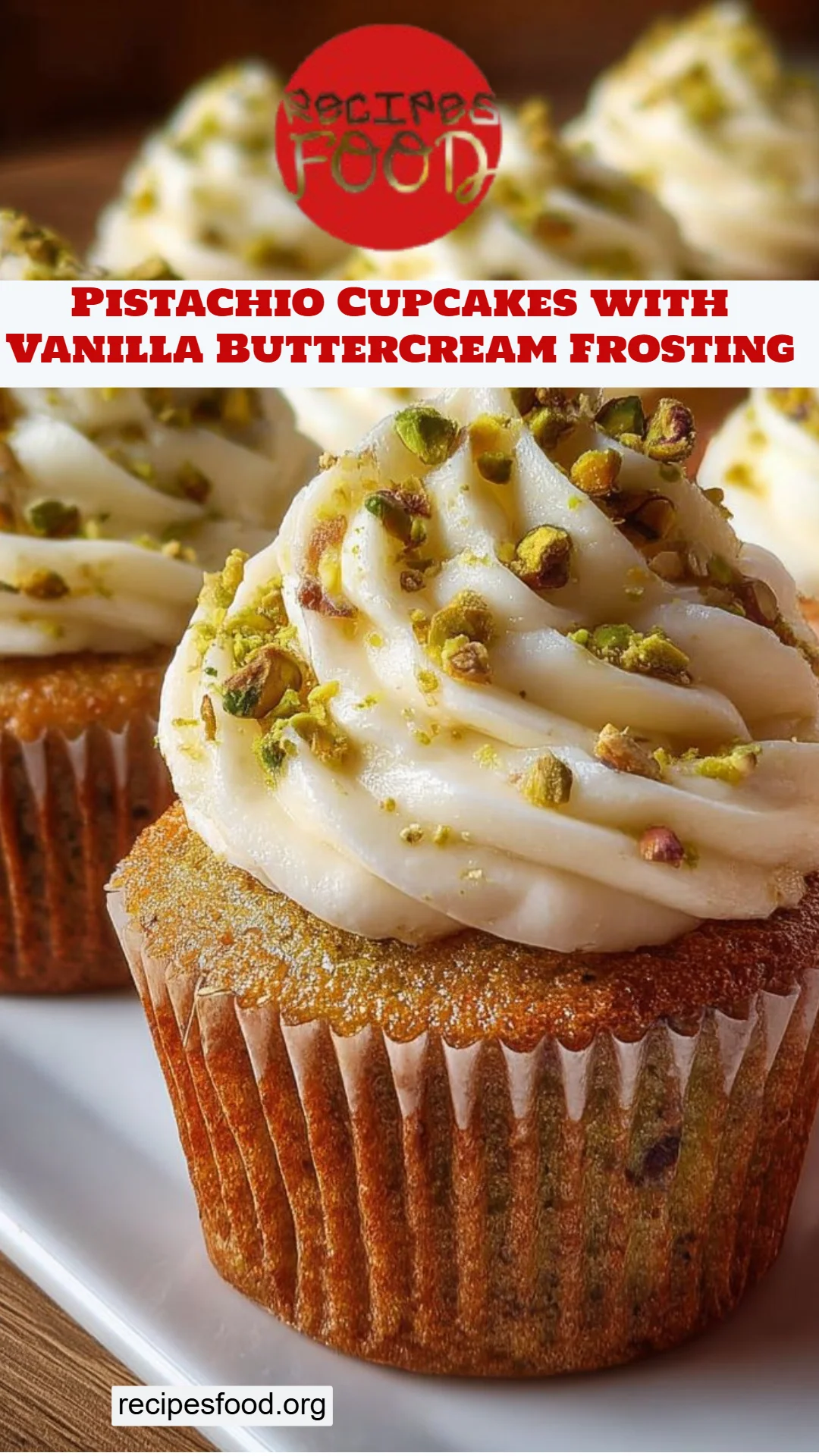 Pistachio Cupcakes with Vanilla Buttercream Frosting