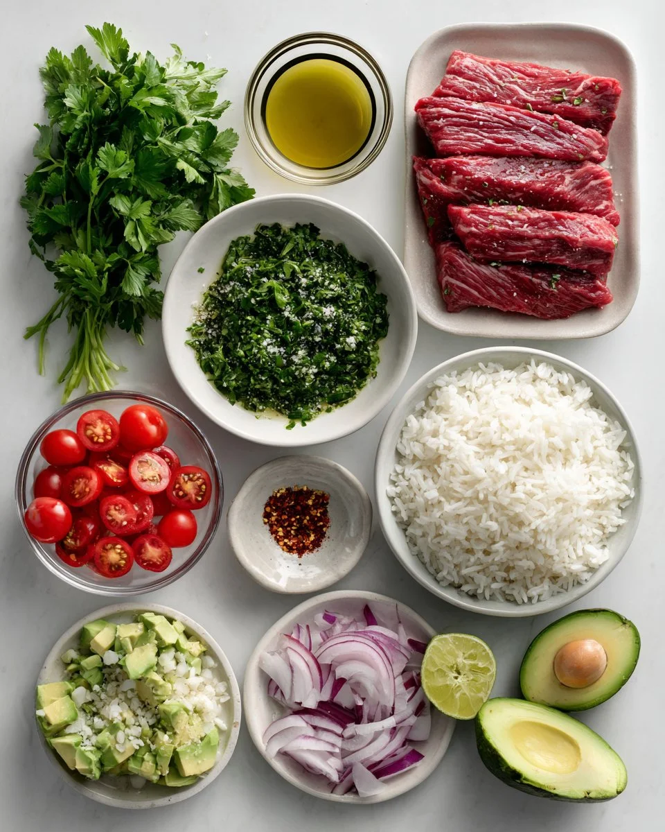Skirt Steak Rice Bowls with Chimichurri Sauce