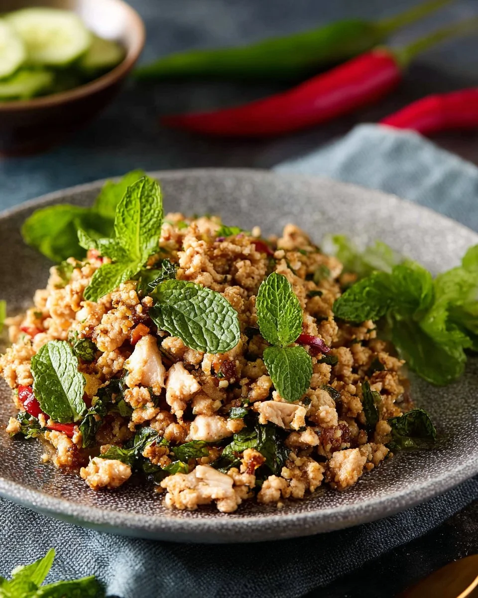 Delicious Spicy Thai Chicken Salad with vibrant ingredients and flavors
