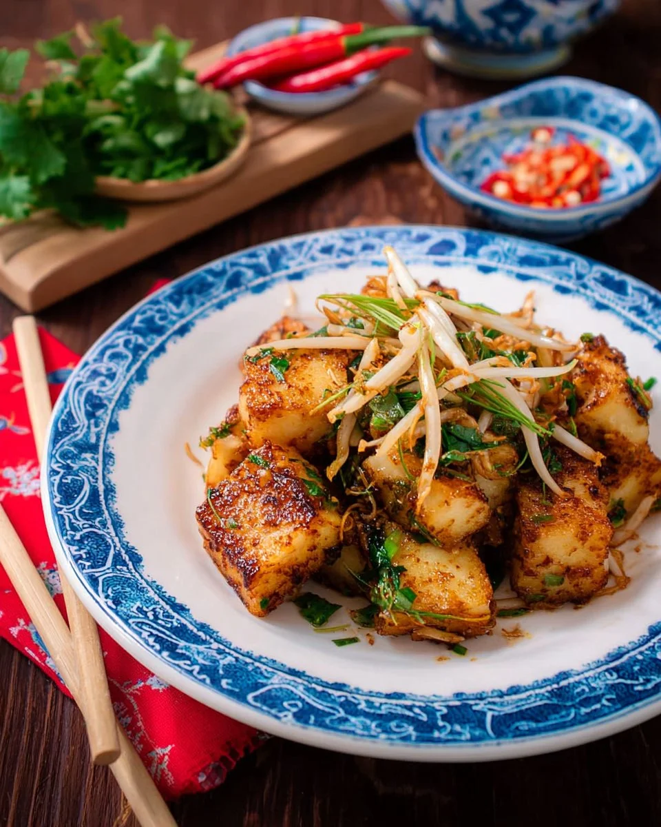 Stir Fried Turnip Cake (lo bak go) Thai Style