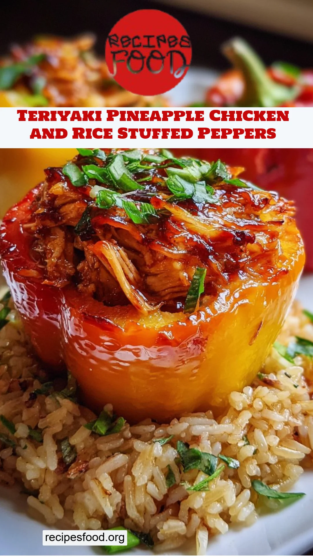 Teriyaki Pineapple Chicken and Rice Stuffed Peppers