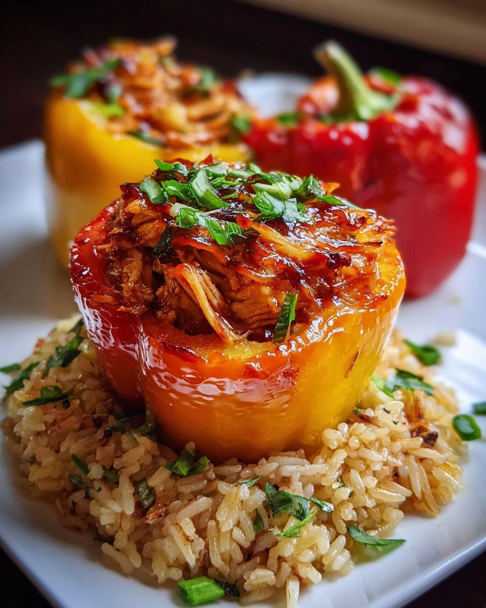 Teriyaki Pineapple Chicken and Rice Stuffed Peppers