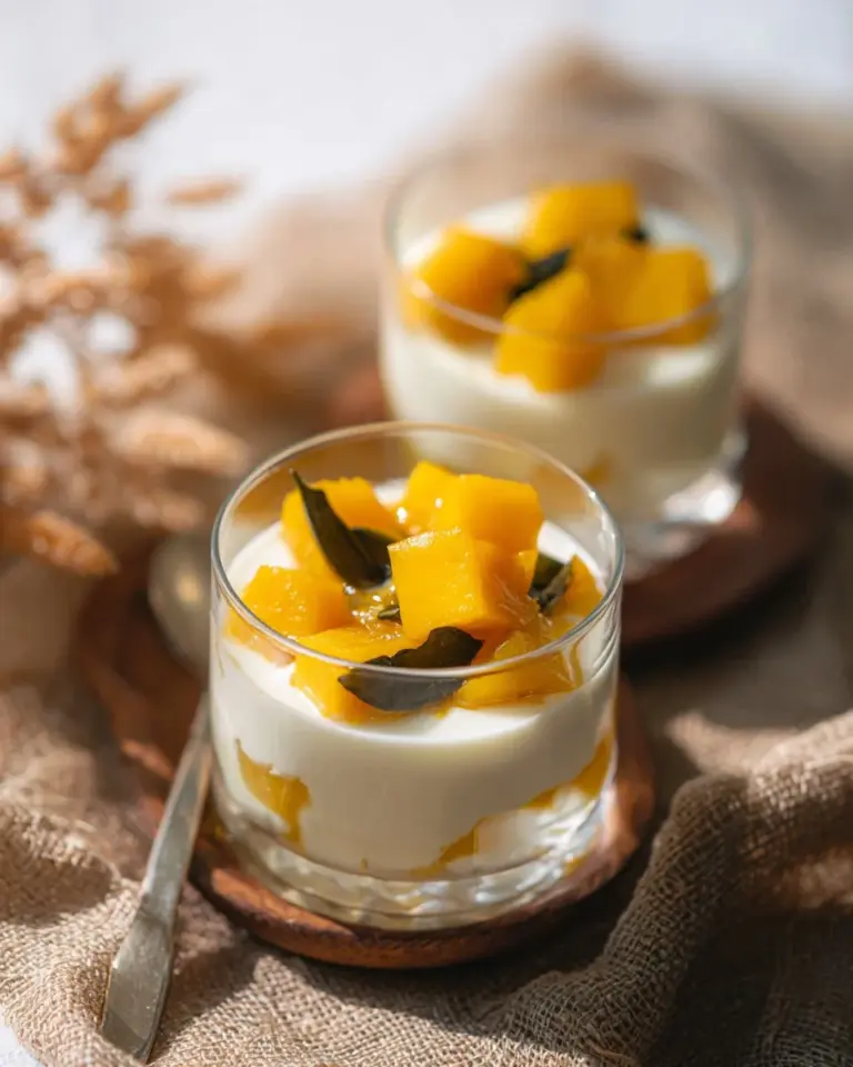 Thai pumpkin cooked in creamy coconut milk, served in a bowl.