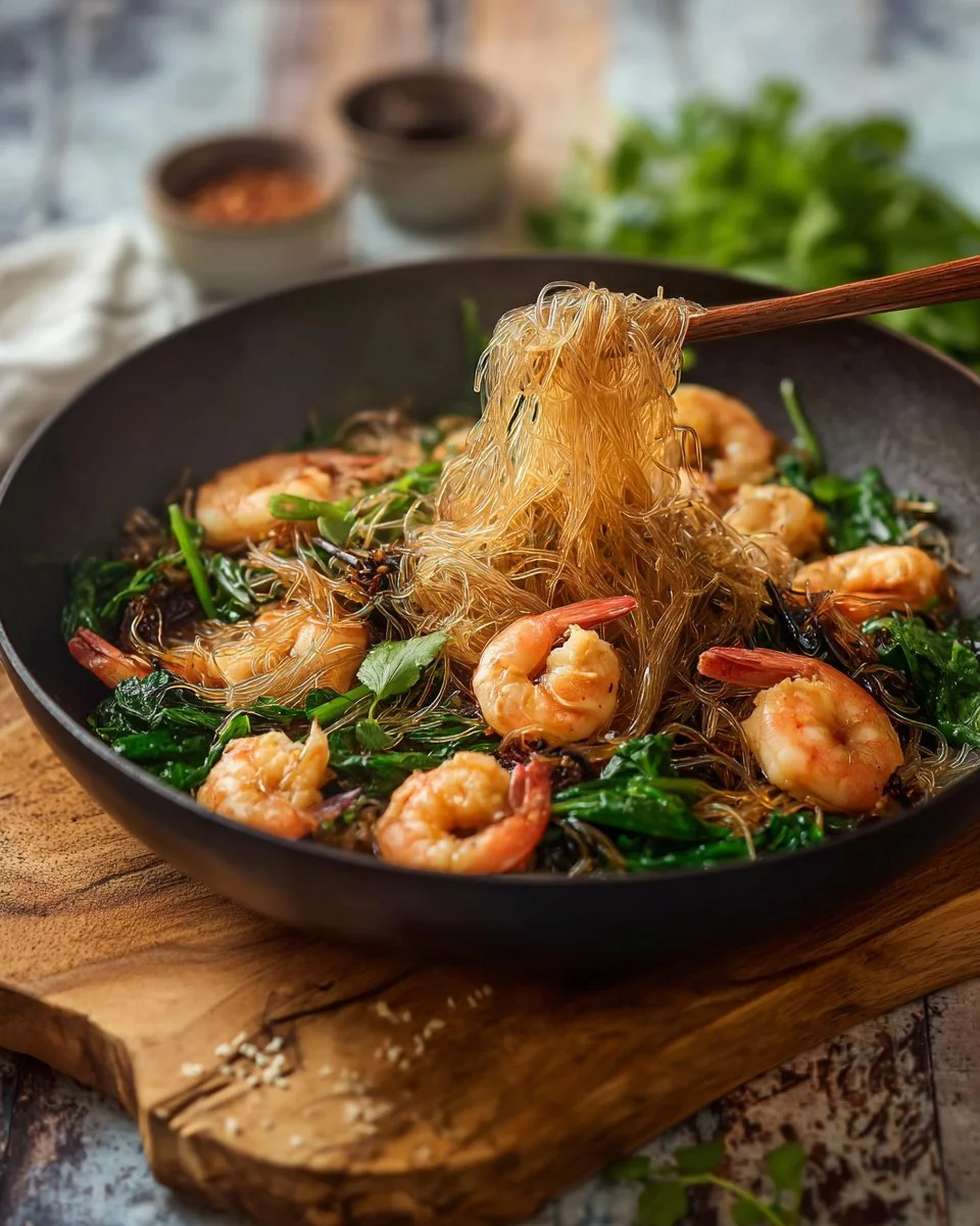 Thai Shrimp and Glass Noodles | Goong Ob Woonsen Recipe