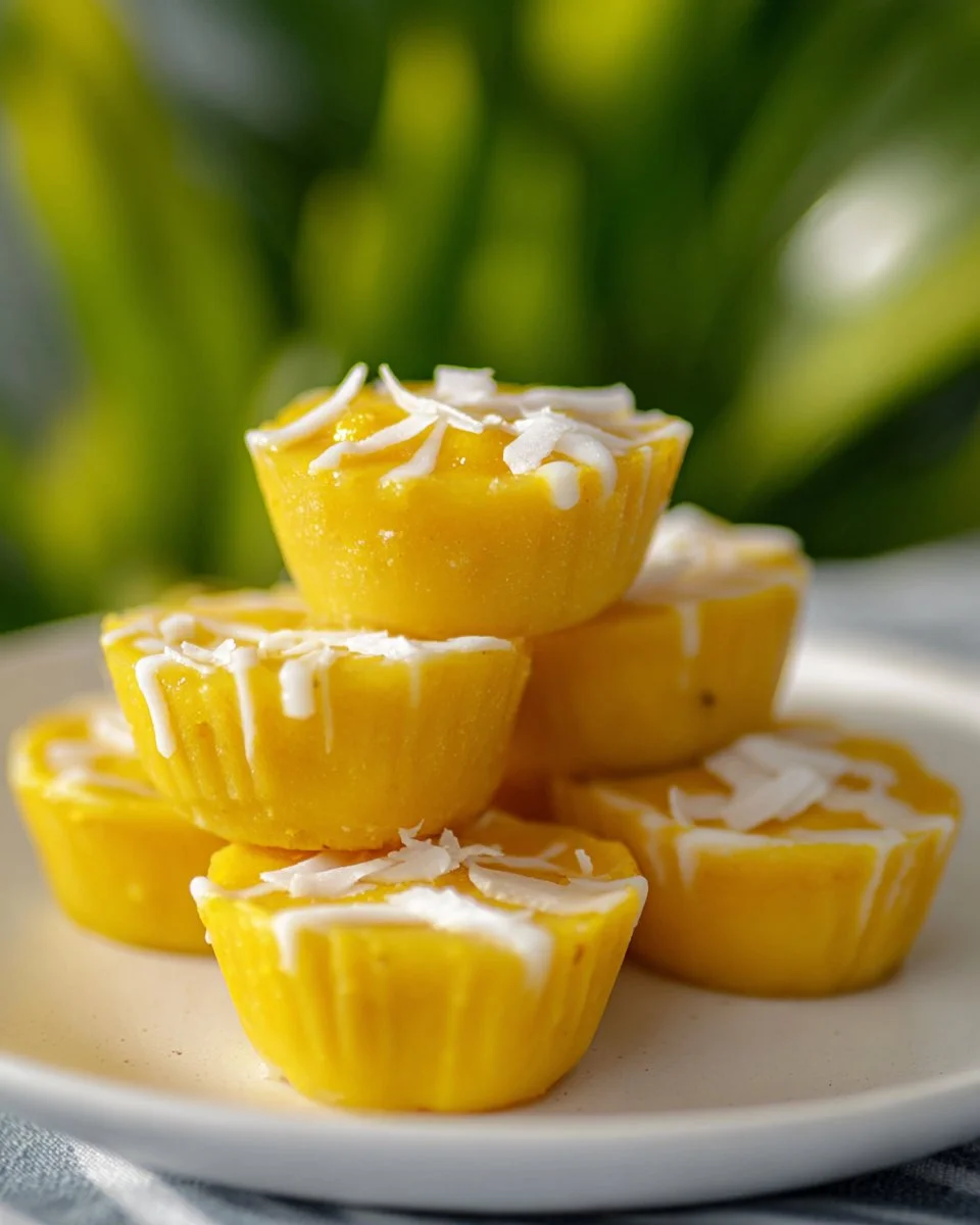 A slice of Thai steamed pumpkin cake topped with coconut flakes on a plate.