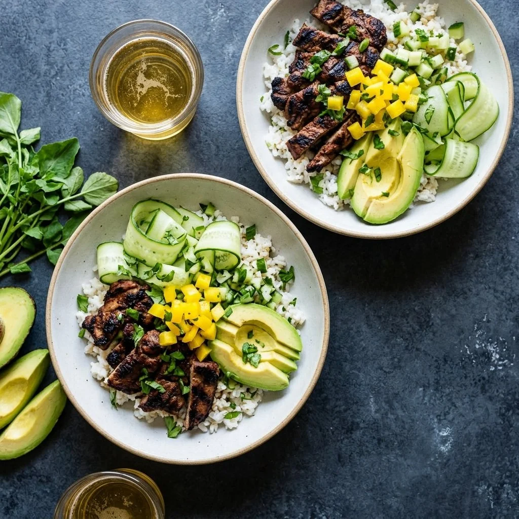25 Minute Ginger Steak Cucumber Bowls