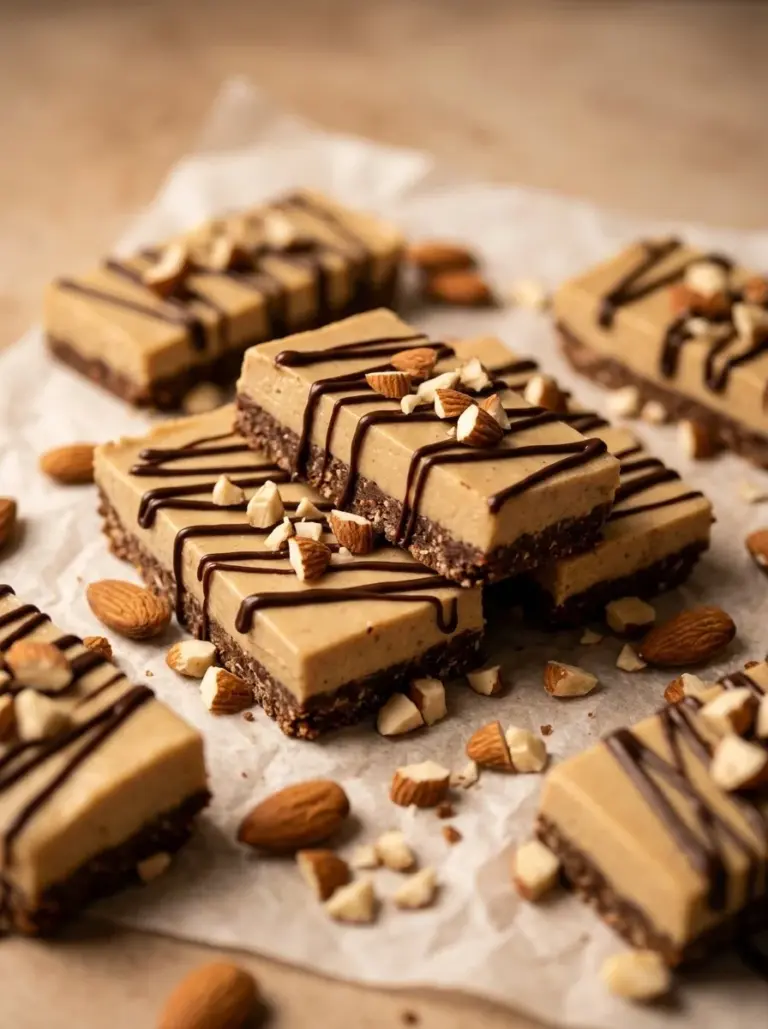 Paleo Almond Ice Cream Bars - Dairy-free frozen dessert on a wooden table