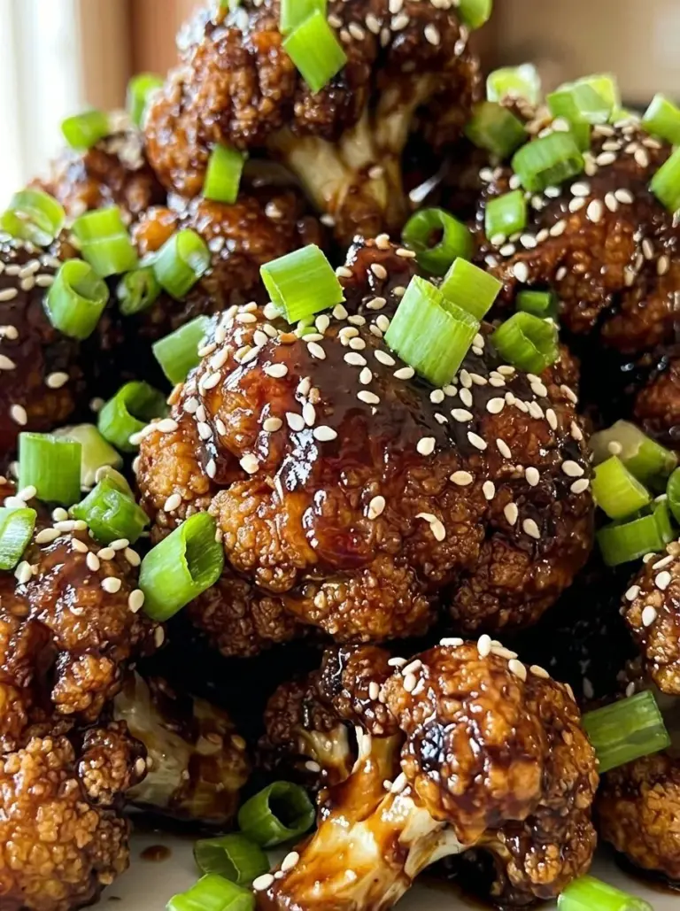 Delicious sticky honey garlic cauliflower dish served in a bowl.