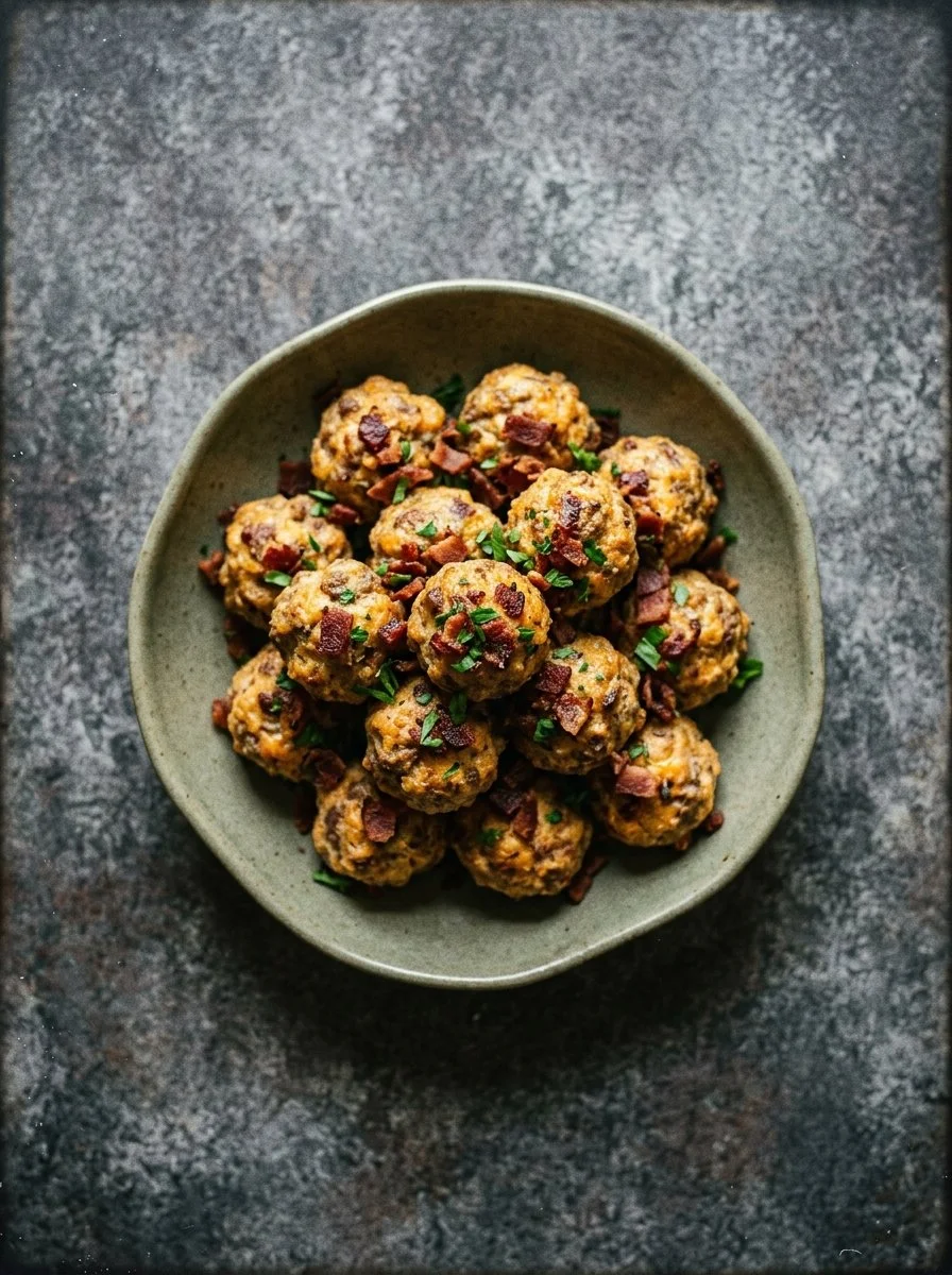 Creamy Keto Sausage Balls with Crispy Bacon