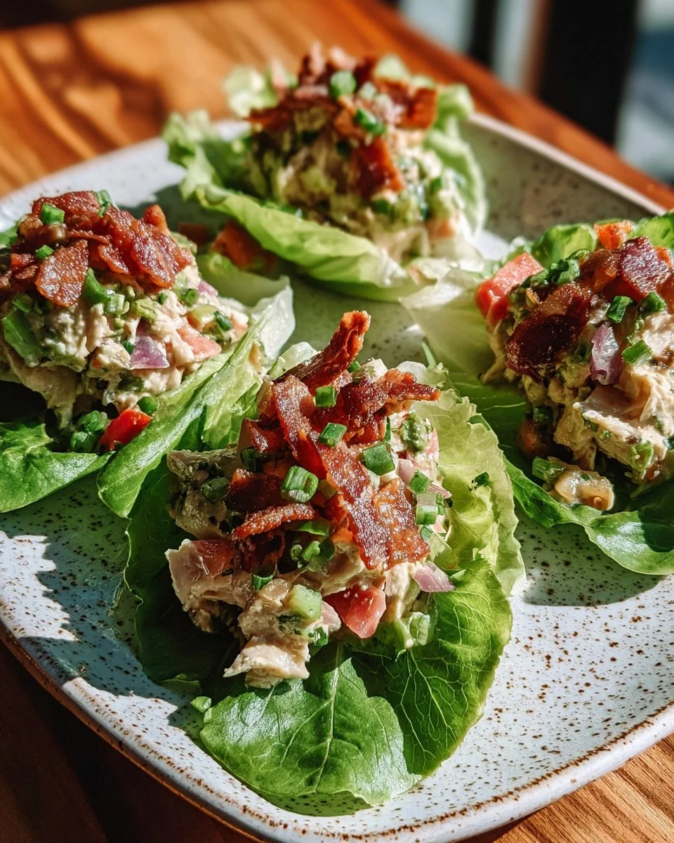 Fresh BLT Chicken Salad Lettuce Wraps