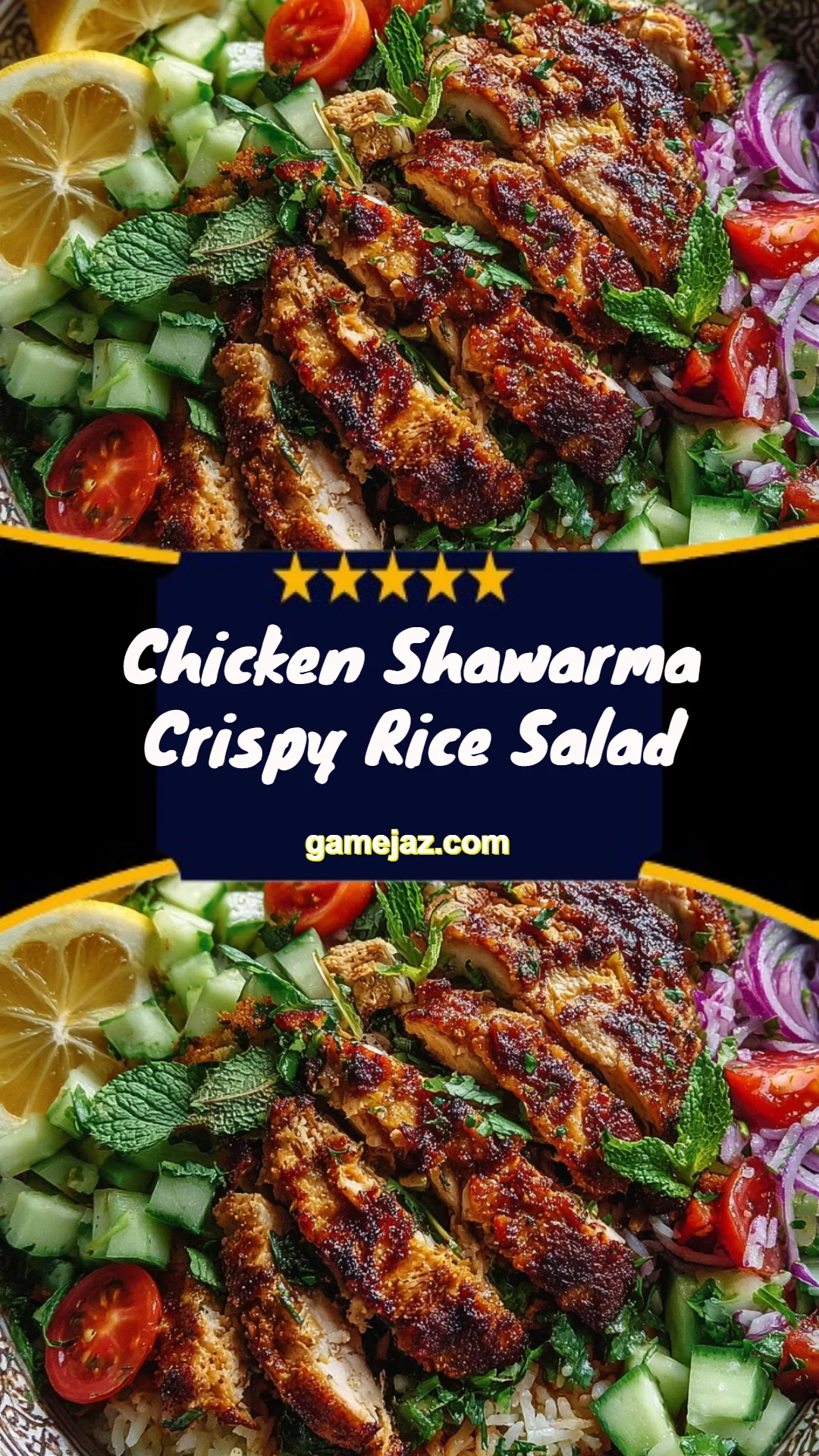 Chicken Shawarma Crispy Rice Salad