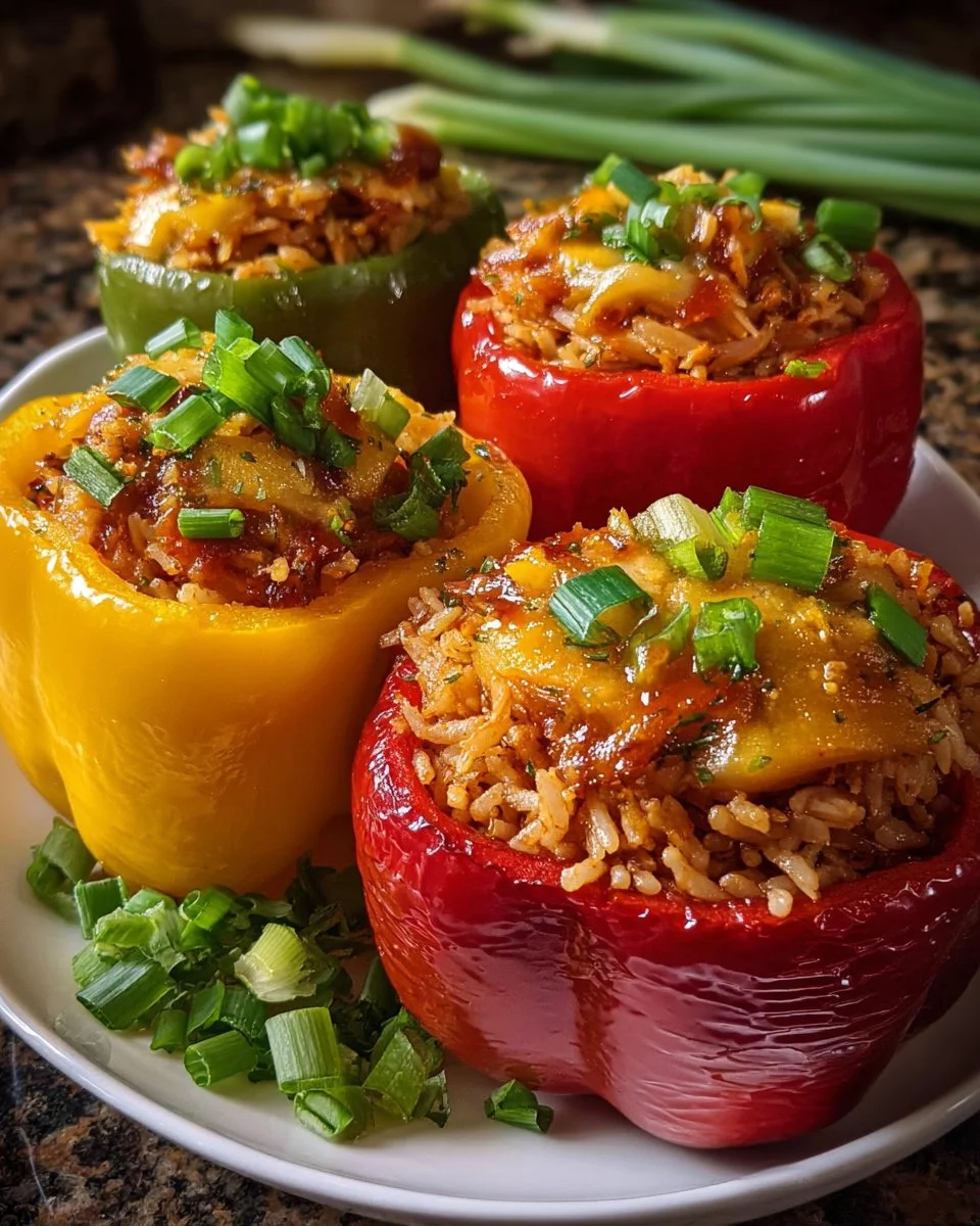 Teriyaki Pineapple Chicken and Rice Stuffed Peppers