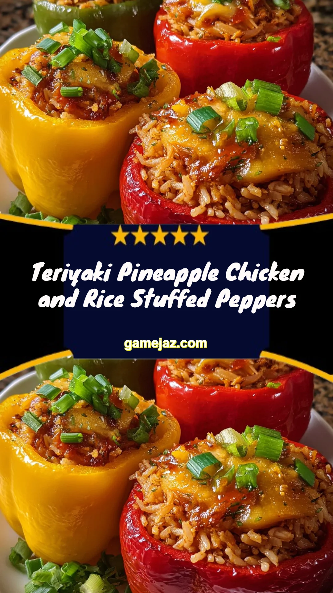 Teriyaki Pineapple Chicken and Rice Stuffed Peppers