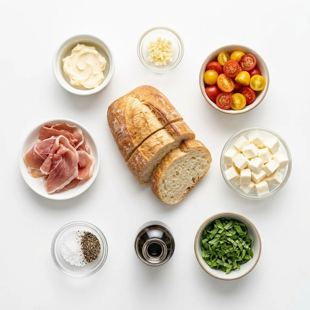 Caprese Garlic Bread with Crispy Prosciutto