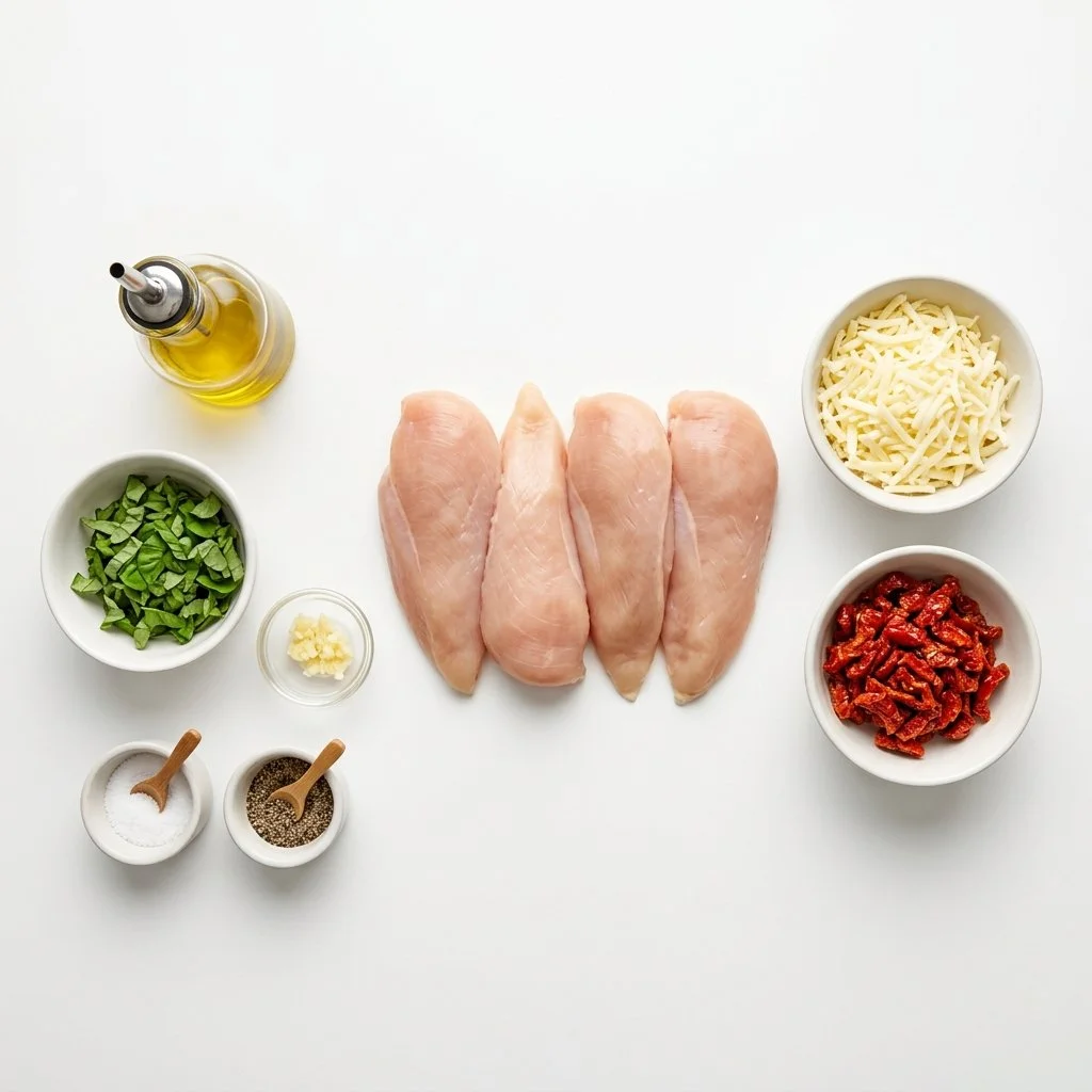 Cheesy Tomato Basil Stuffed Chicken
